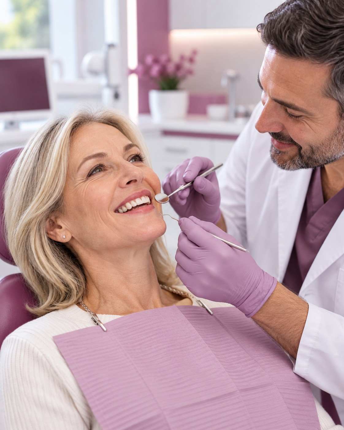 Dentist checking a patient's suitability for dental implants